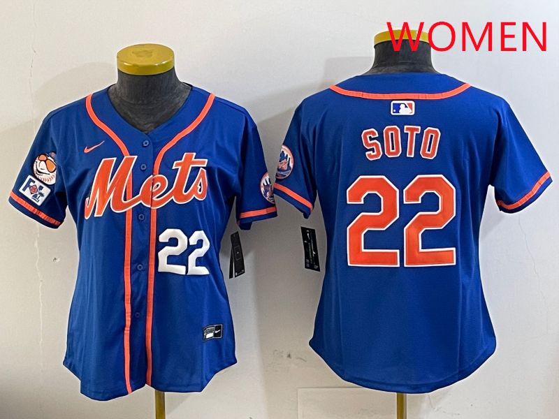 Women New York Mets #22 Soto Blue Game Fashion 2025 Nike MLB Jersey style 2->women mlb jersey->Women Jersey